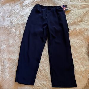 NWT Susan Graver Pants Slacks Size Small Navy Elastic Waist Lightweight